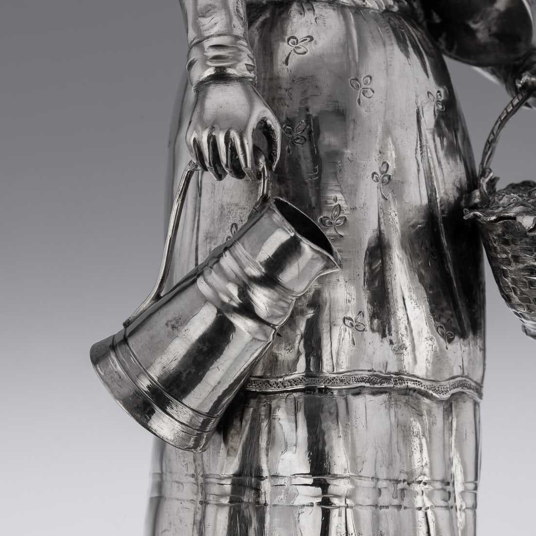 ANTIQUE 19thC GERMAN SOLID SILVER FIGURE OF A FRUIT SELLER c.1880 - 13