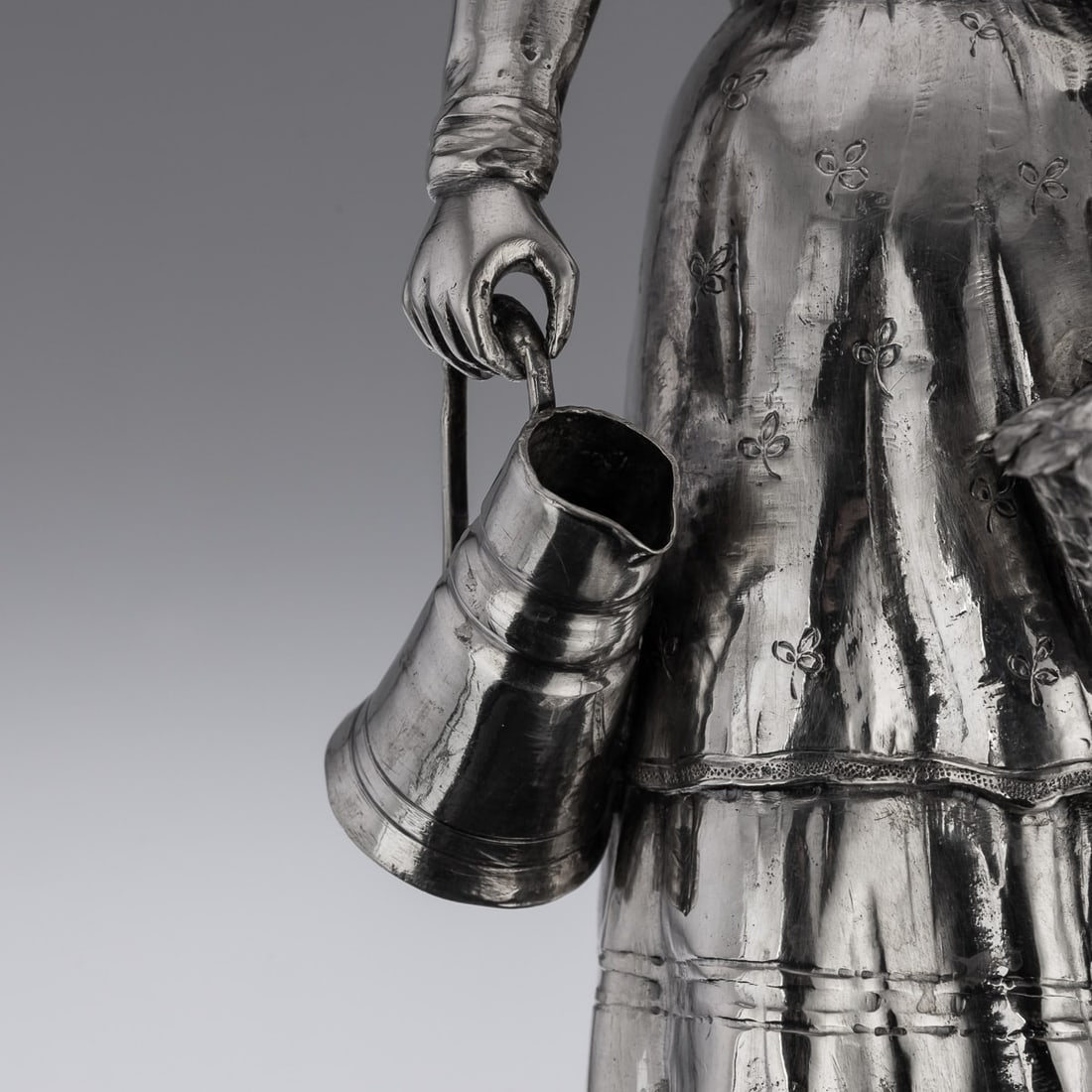 ANTIQUE 19thC GERMAN SOLID SILVER FIGURE OF A FRUIT SELLER c.1880 - 14