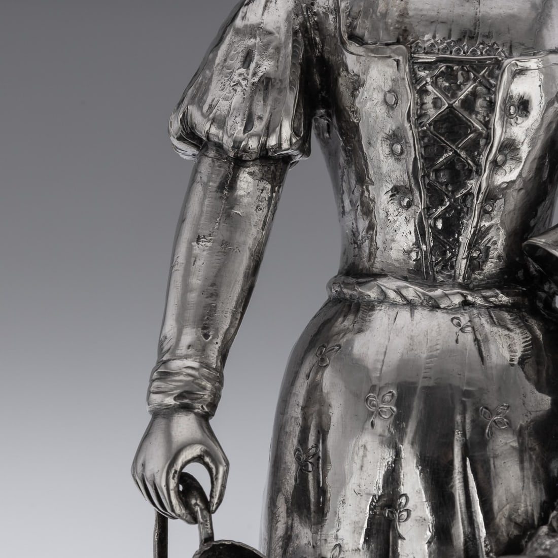 ANTIQUE 19thC GERMAN SOLID SILVER FIGURE OF A FRUIT SELLER c.1880 - 15