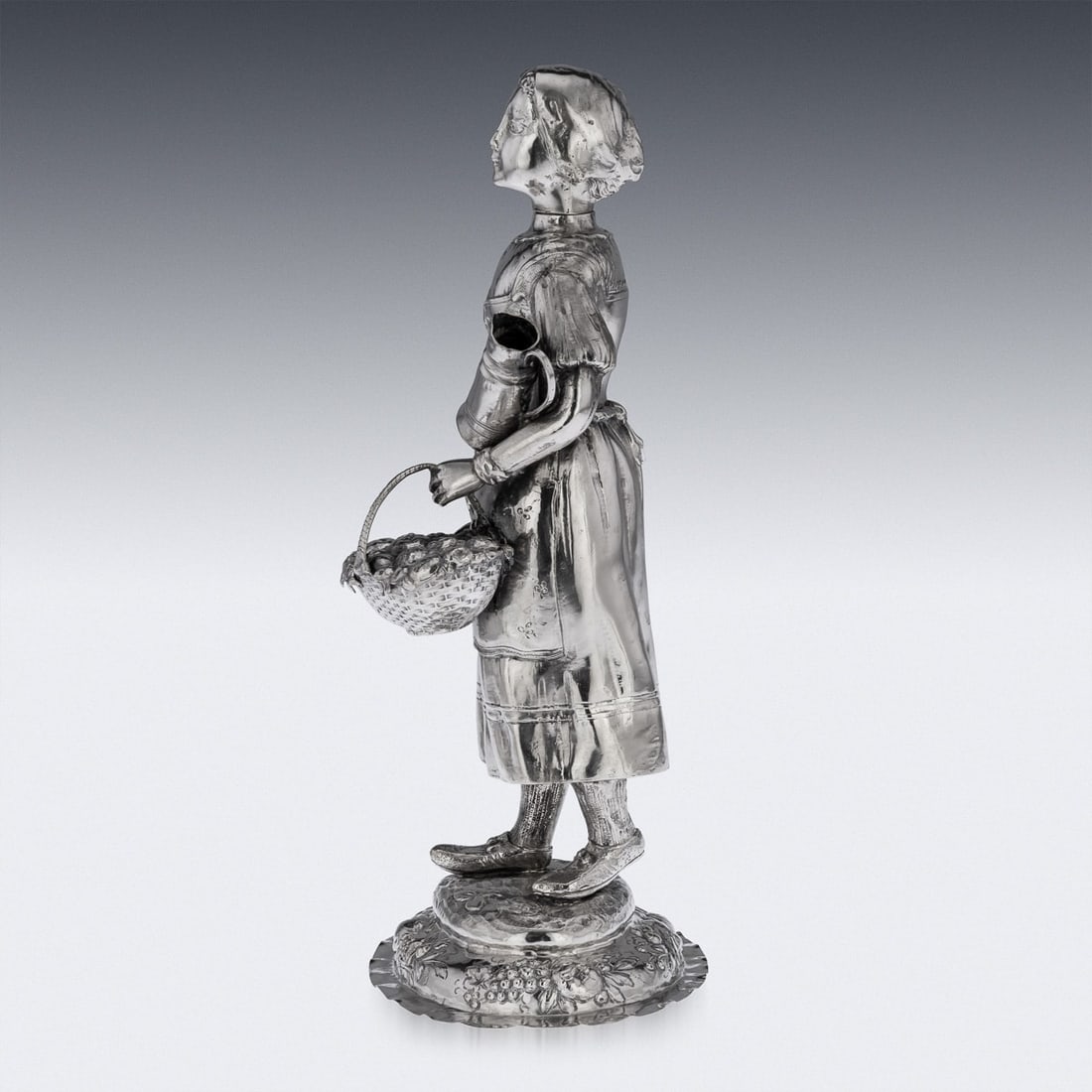 ANTIQUE 19thC GERMAN SOLID SILVER FIGURE OF A FRUIT SELLER c.1880 - 3