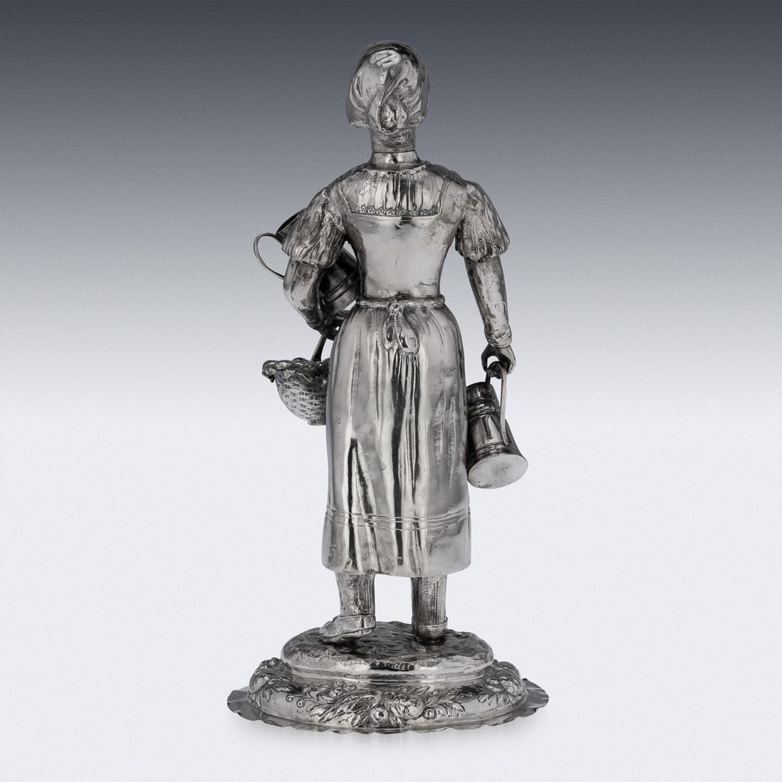 ANTIQUE 19thC GERMAN SOLID SILVER FIGURE OF A FRUIT SELLER c.1880 - 4