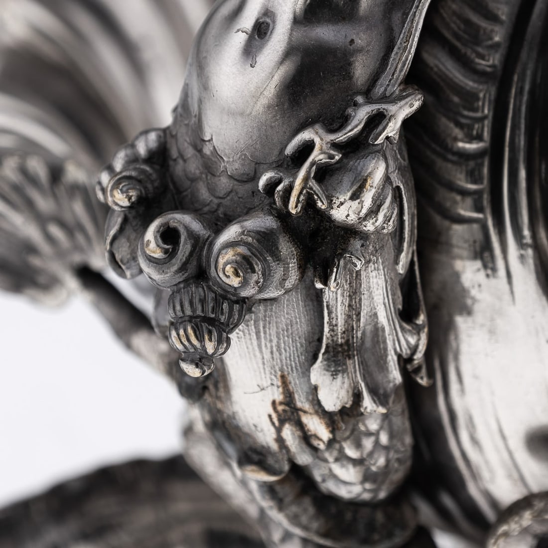 ANTIQUE 19thC FRENCH SILVER PLATE HIPPOCAMPI, MERMAID & SHELL CENTREPIECE c.1890 - 12