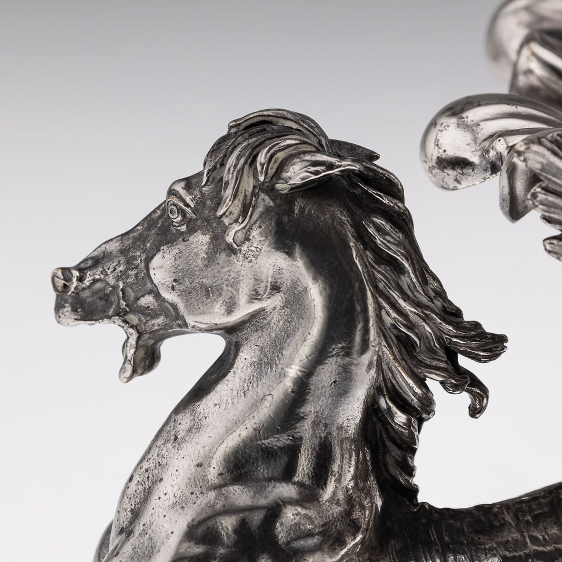 ANTIQUE 19thC FRENCH SILVER PLATE HIPPOCAMPI, MERMAID & SHELL CENTREPIECE c.1890 - 16