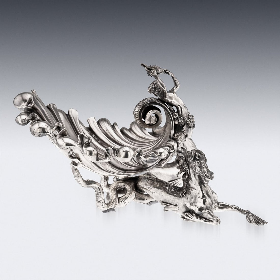 ANTIQUE 19thC FRENCH SILVER PLATE HIPPOCAMPI, MERMAID & SHELL CENTREPIECE c.1890 - 5