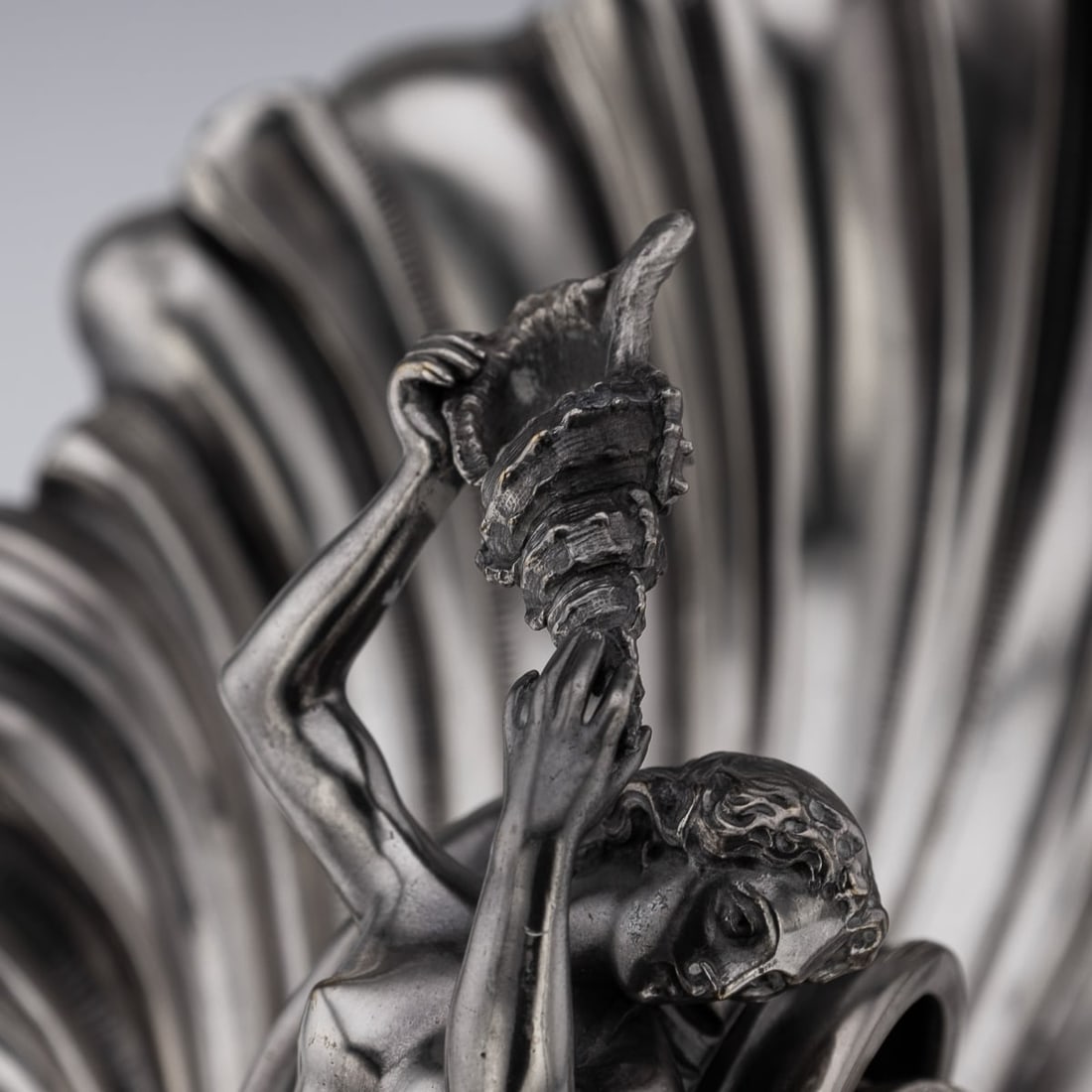 ANTIQUE 19thC FRENCH SILVER PLATE HIPPOCAMPI, MERMAID & SHELL CENTREPIECE c.1890 - 8