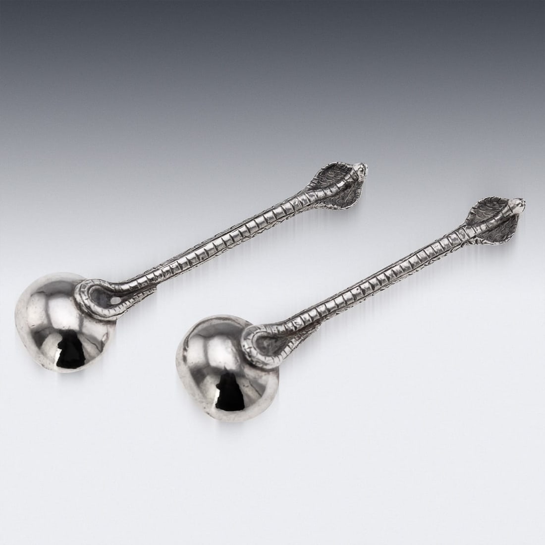 ANTIQUE 19thC INDIAN SOLID SILVER CONDIMENT SET, OOMERSI MAWJI, BHUJ c.1890 - 12