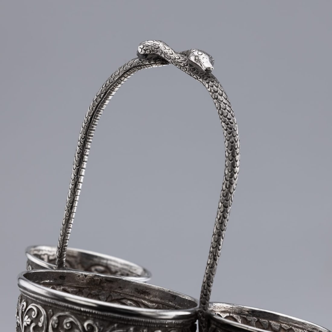 ANTIQUE 19thC INDIAN SOLID SILVER CONDIMENT SET, OOMERSI MAWJI, BHUJ c.1890 - 13