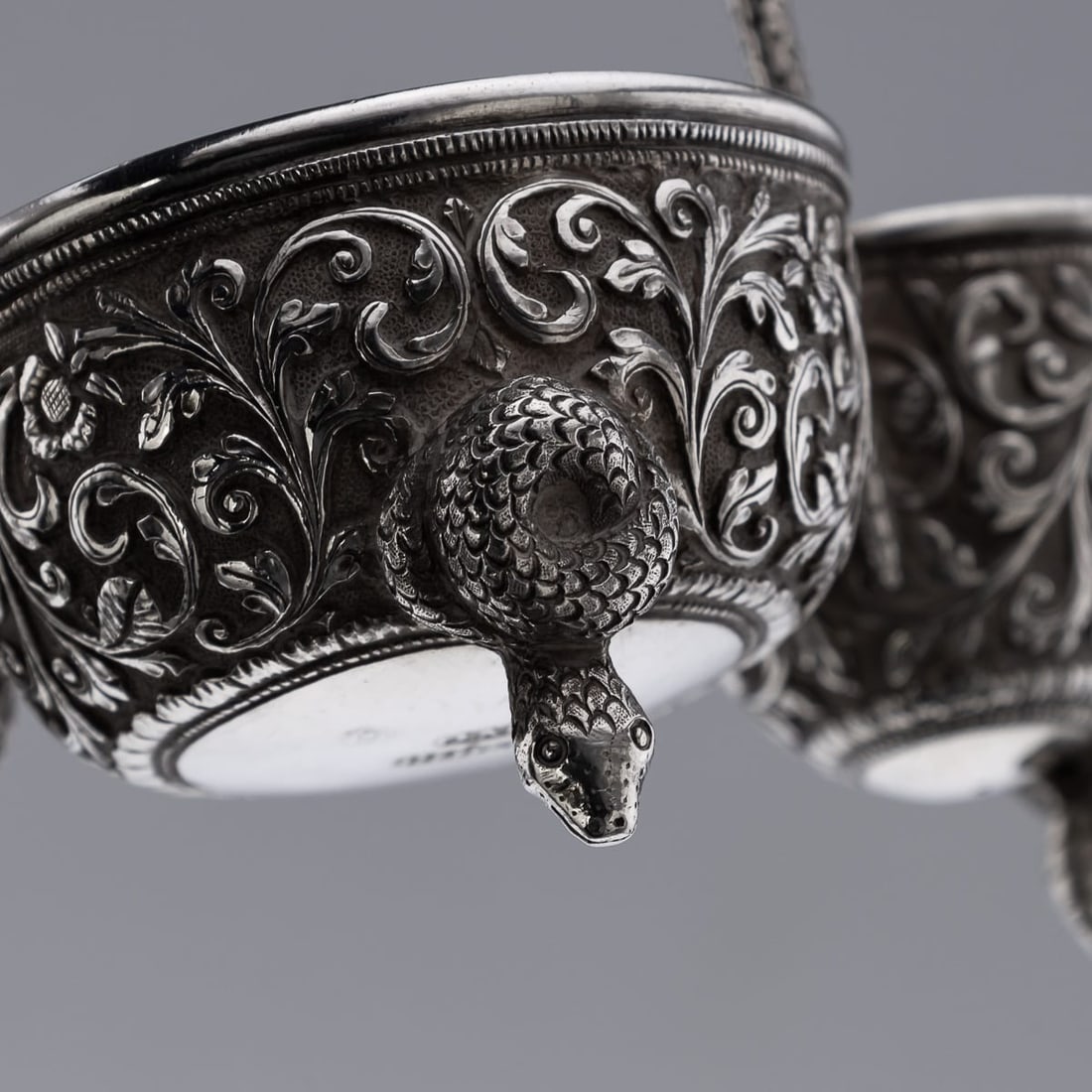 ANTIQUE 19thC INDIAN SOLID SILVER CONDIMENT SET, OOMERSI MAWJI, BHUJ c.1890 - 17