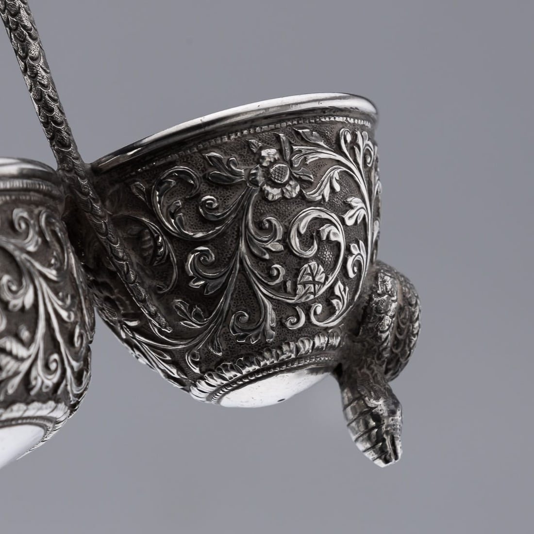 ANTIQUE 19thC INDIAN SOLID SILVER CONDIMENT SET, OOMERSI MAWJI, BHUJ c.1890 - 18