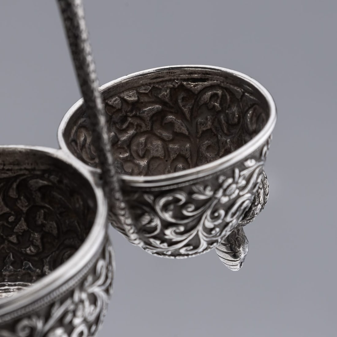 ANTIQUE 19thC INDIAN SOLID SILVER CONDIMENT SET, OOMERSI MAWJI, BHUJ c.1890 - 19