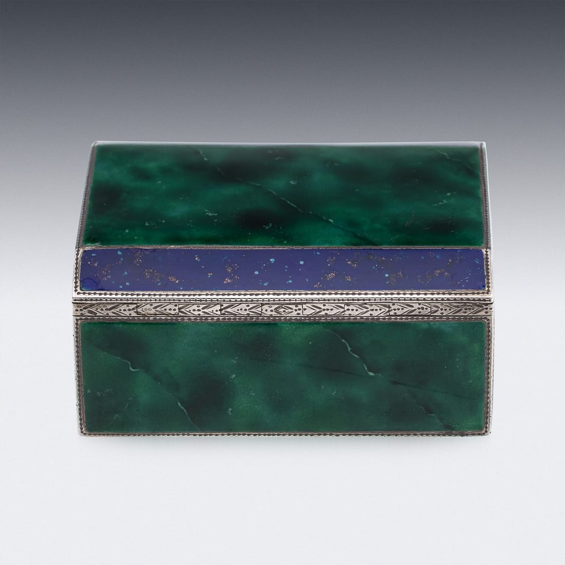 ANTIQUE 20thC GERMAN SOLID SILVER & ENAMEL CIGARETTE BOX c.1900 - 5
