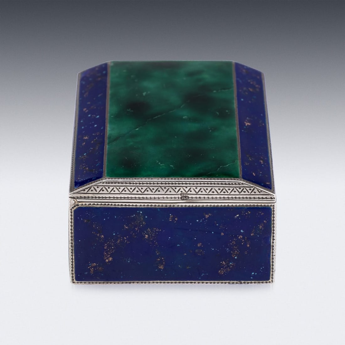 ANTIQUE 20thC GERMAN SOLID SILVER & ENAMEL CIGARETTE BOX c.1900 - 6
