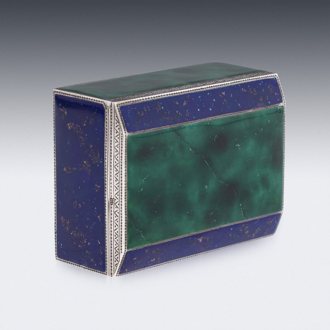 ANTIQUE 20thC GERMAN SOLID SILVER & ENAMEL CIGARETTE BOX c.1900 - 7
