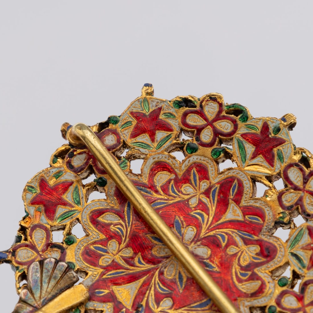 ANTIQUE 20thC INDIAN (JAIPUR) SOLID GOLD, TURQUOISE & ENAMEL BELT BUCKLE c.1920 - 12