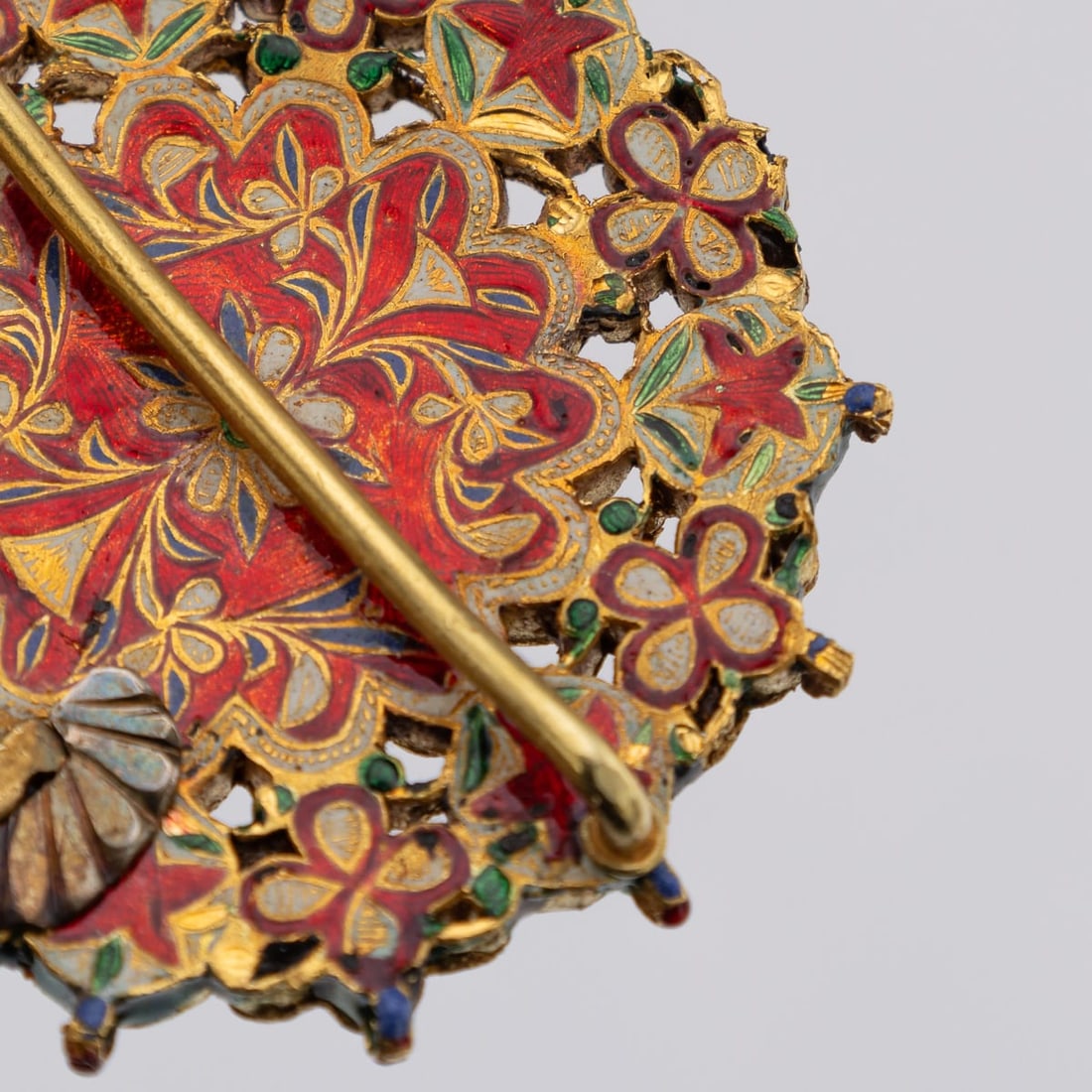 ANTIQUE 20thC INDIAN (JAIPUR) SOLID GOLD, TURQUOISE & ENAMEL BELT BUCKLE c.1920 - 13