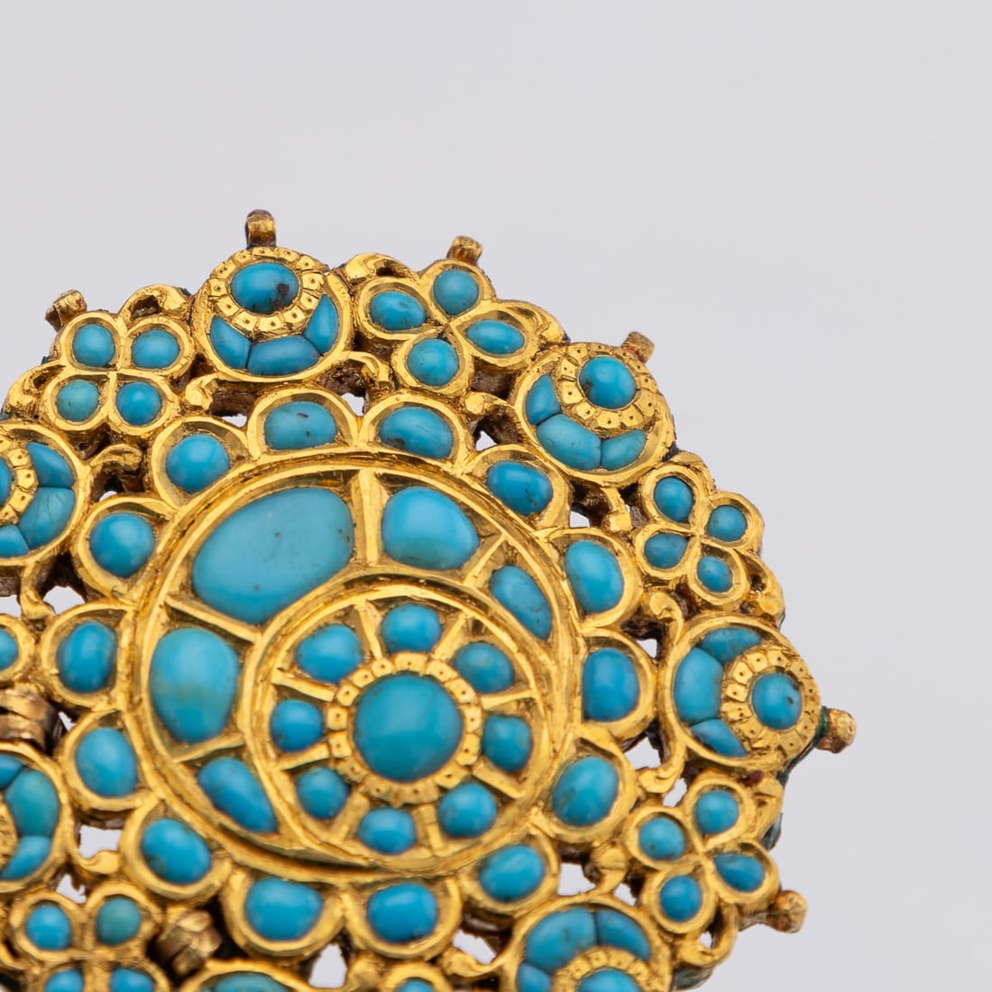 ANTIQUE 20thC INDIAN (JAIPUR) SOLID GOLD, TURQUOISE & ENAMEL BELT BUCKLE c.1920 - 8