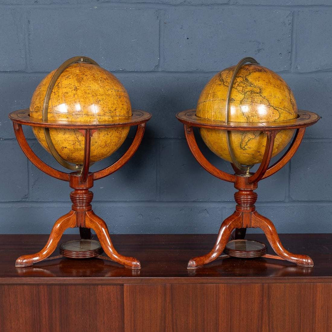 ANTIQUE 19thC PAIR OF CARY'S 12 INCH TERRESTRIAL & CELESTIAL GLOBES c.1821 - 5