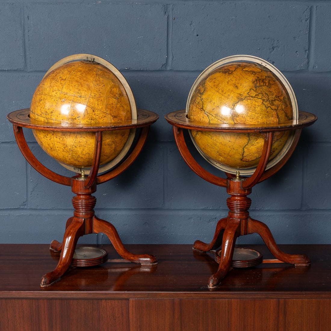 ANTIQUE 19thC PAIR OF CARY'S 12 INCH TERRESTRIAL & CELESTIAL GLOBES c.1821 - 6
