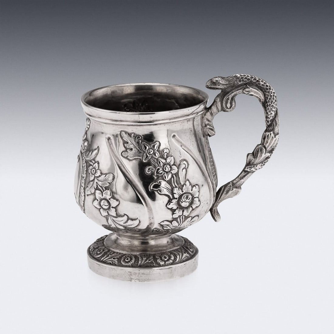 ANTIQUE 19thC INDIAN COLONIAL SOLID SILVER CHRISTENING MUG c.1860 - 3