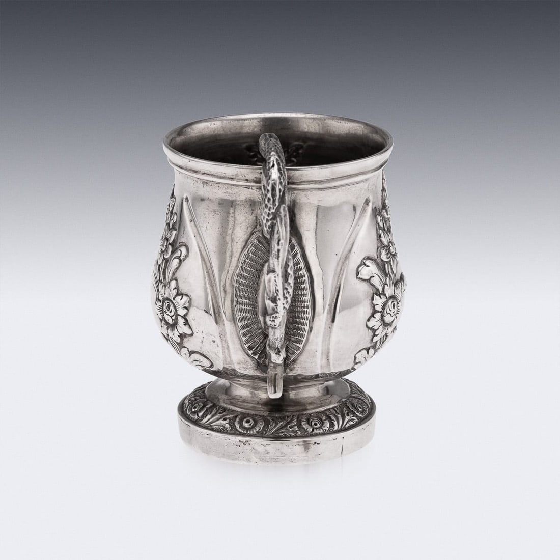ANTIQUE 19thC INDIAN COLONIAL SOLID SILVER CHRISTENING MUG c.1860 - 4
