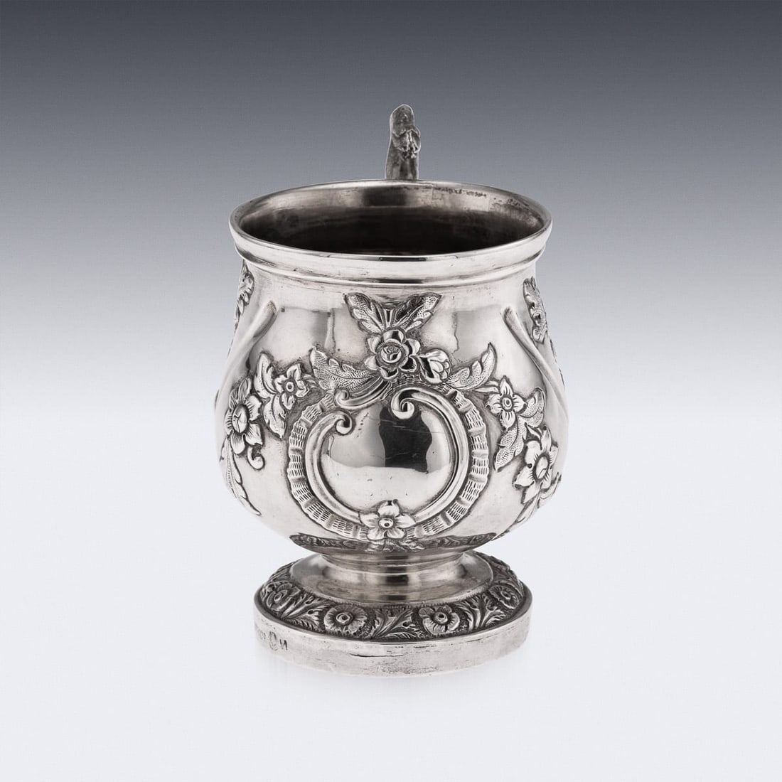 ANTIQUE 19thC INDIAN COLONIAL SOLID SILVER CHRISTENING MUG c.1860 - 6