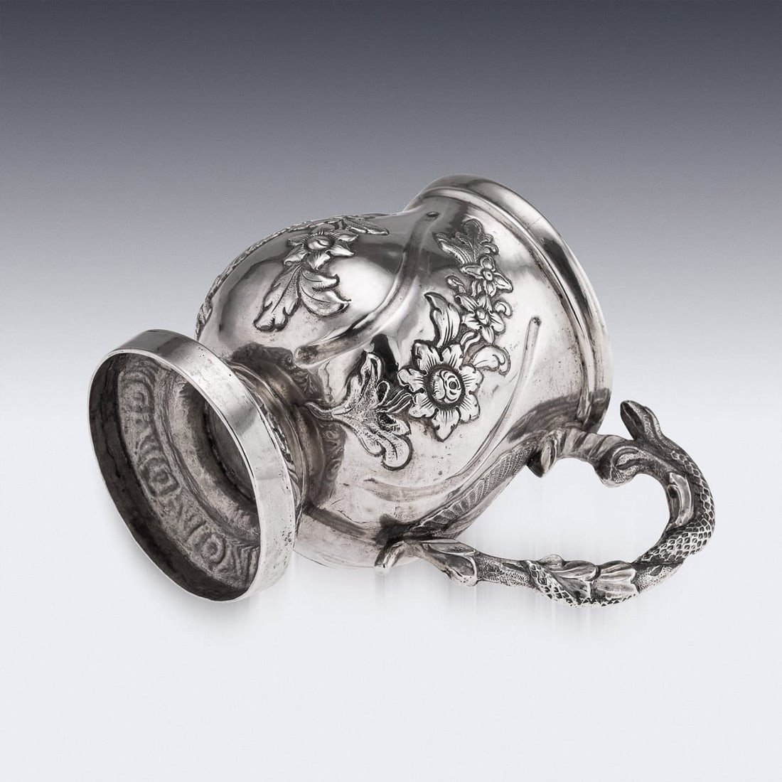 ANTIQUE 19thC INDIAN COLONIAL SOLID SILVER CHRISTENING MUG c.1860 - 7