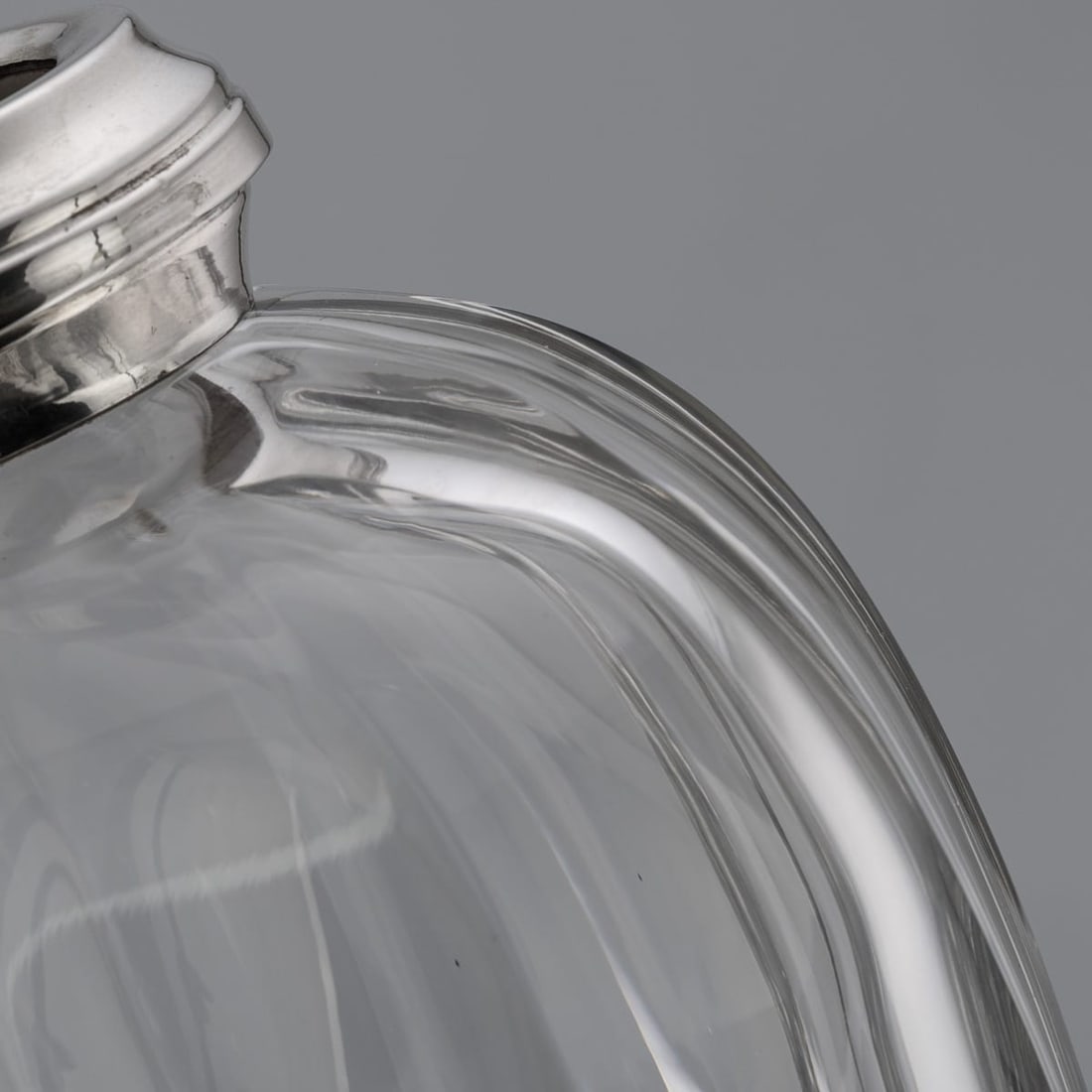 ANTIQUE 20thC GERMAN SOLID SILVER & CUT GLASS DECANTER - 10