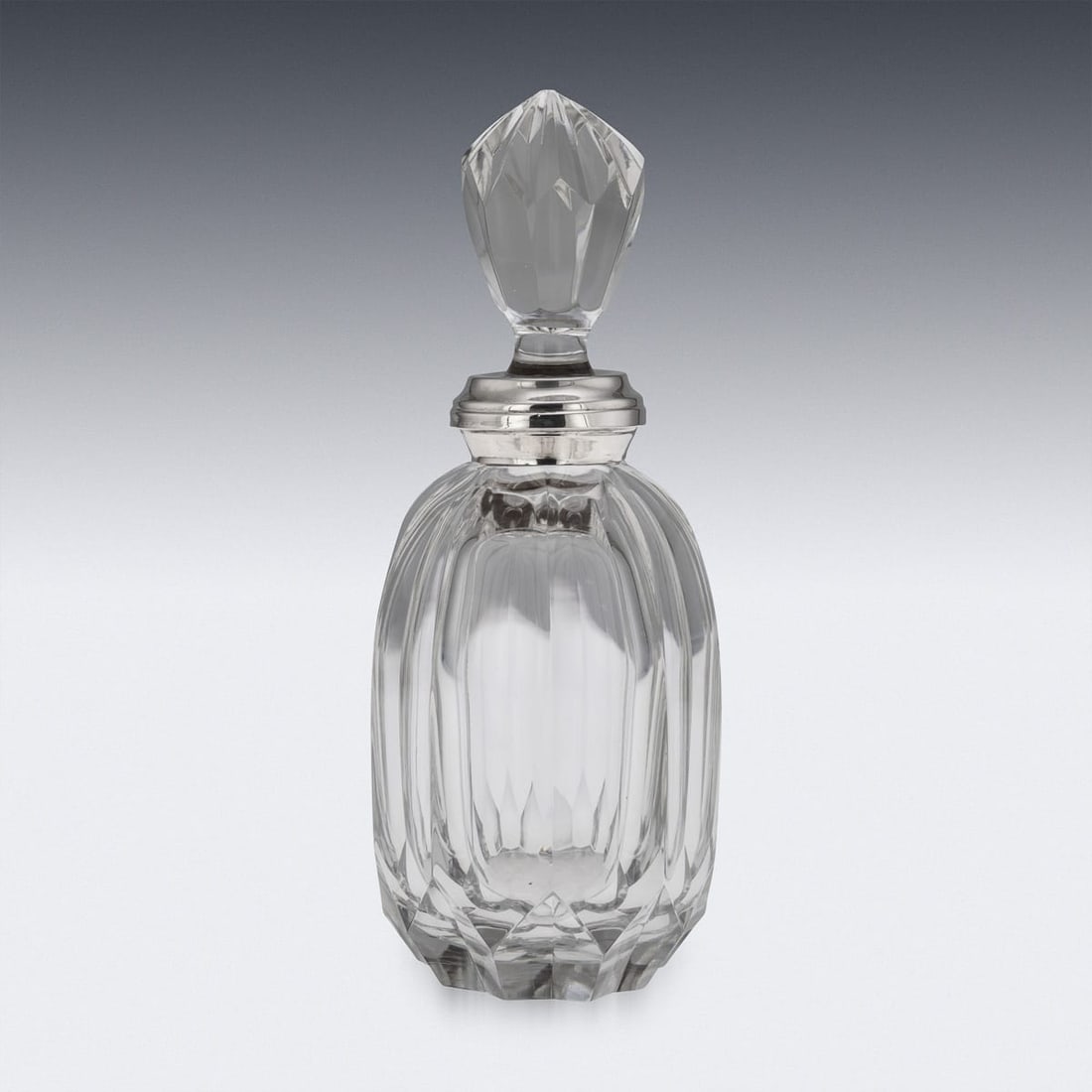 ANTIQUE 20thC GERMAN SOLID SILVER & CUT GLASS DECANTER - 5