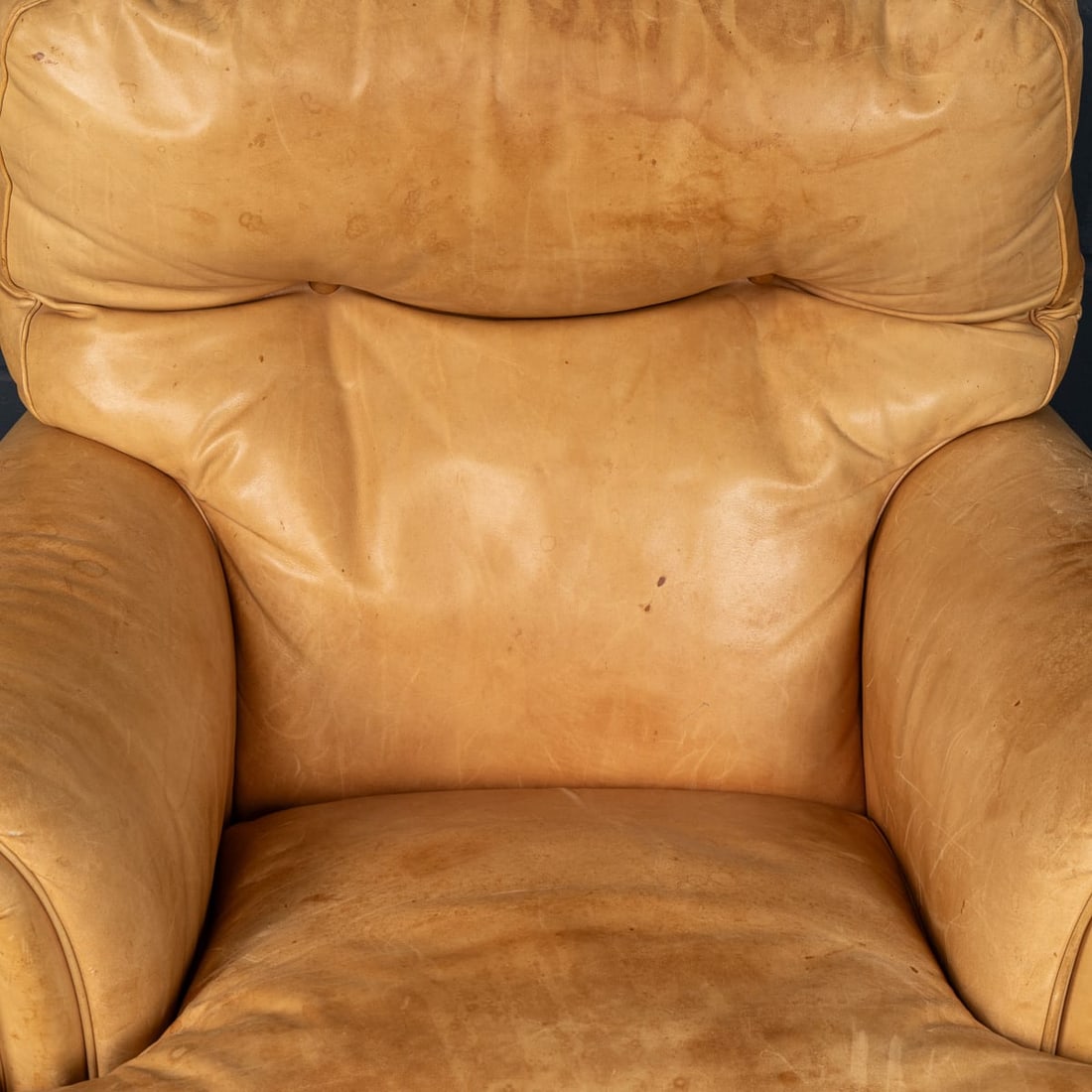 VINTAGE 20thC ITALIAN PAIR OF TAN LEATHER ARMCHAIRS BY POLTRONA FRAU c.1970 - 9