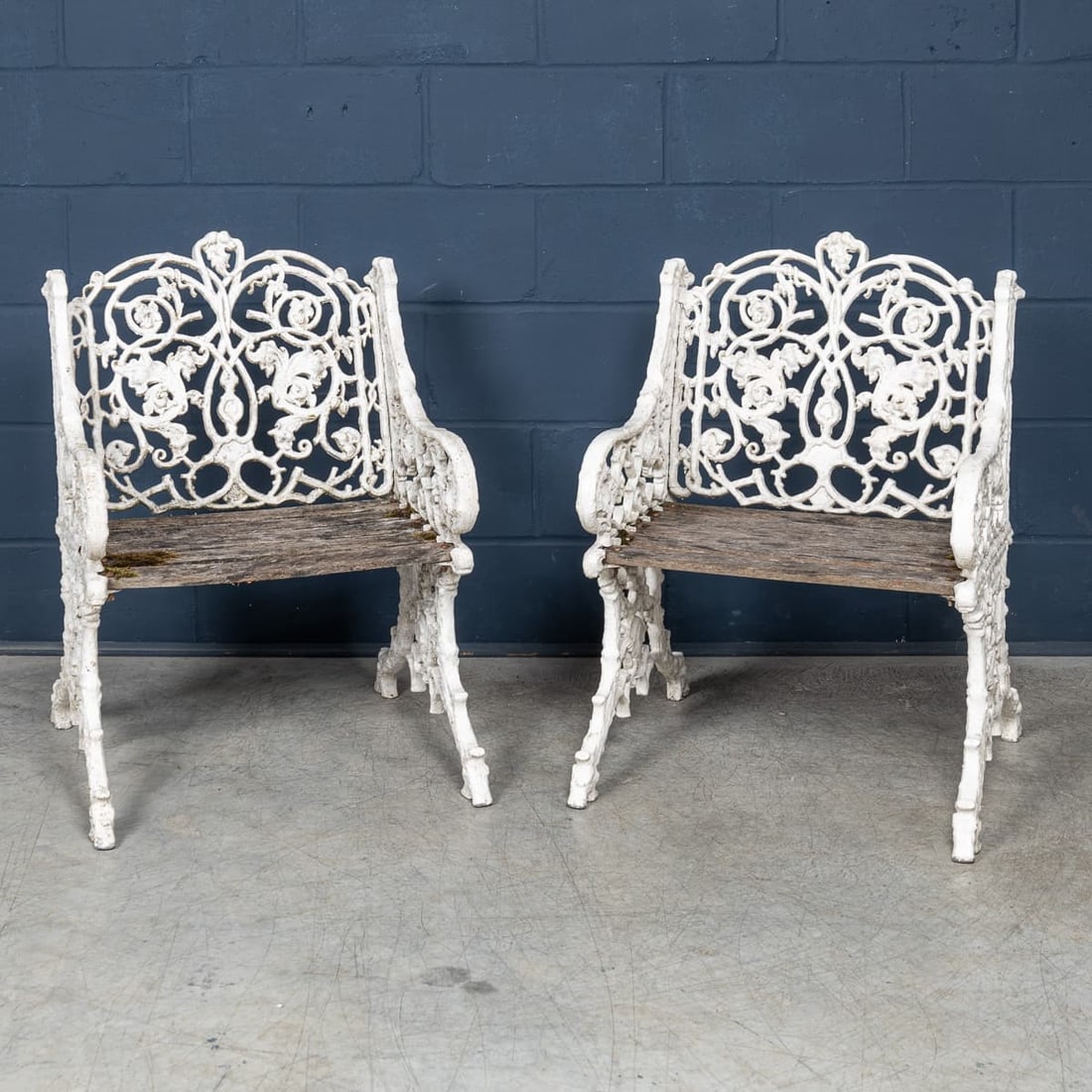 MID 20thC ENGLISH PAIR OF CAST ALUMINIUM GARDEN SEATS - 2
