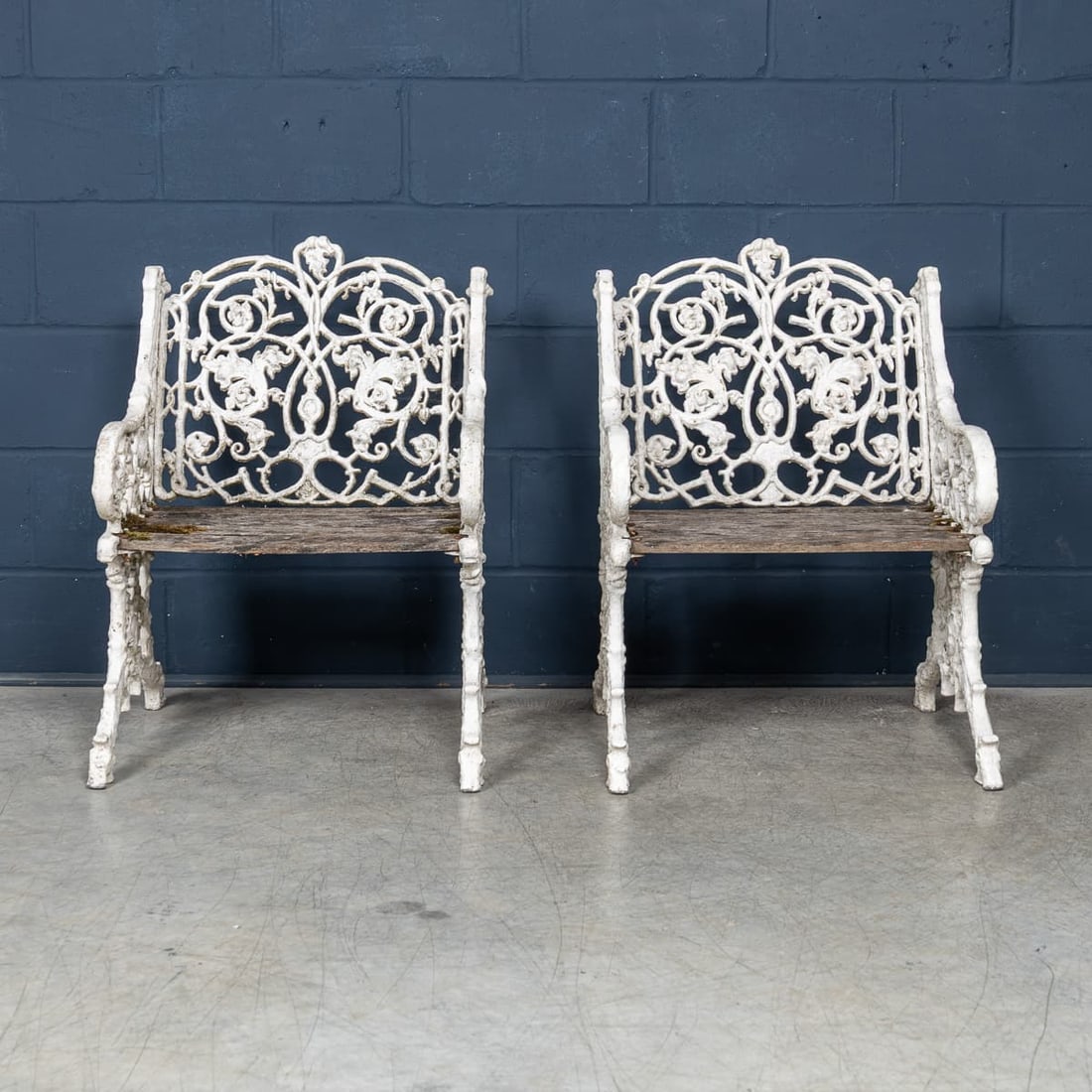 MID 20thC ENGLISH PAIR OF CAST ALUMINIUM GARDEN SEATS - 3