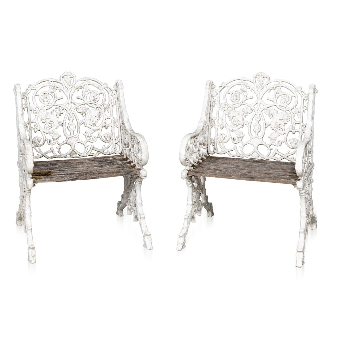 MID 20thC ENGLISH PAIR OF CAST ALUMINIUM GARDEN SEATS - 4