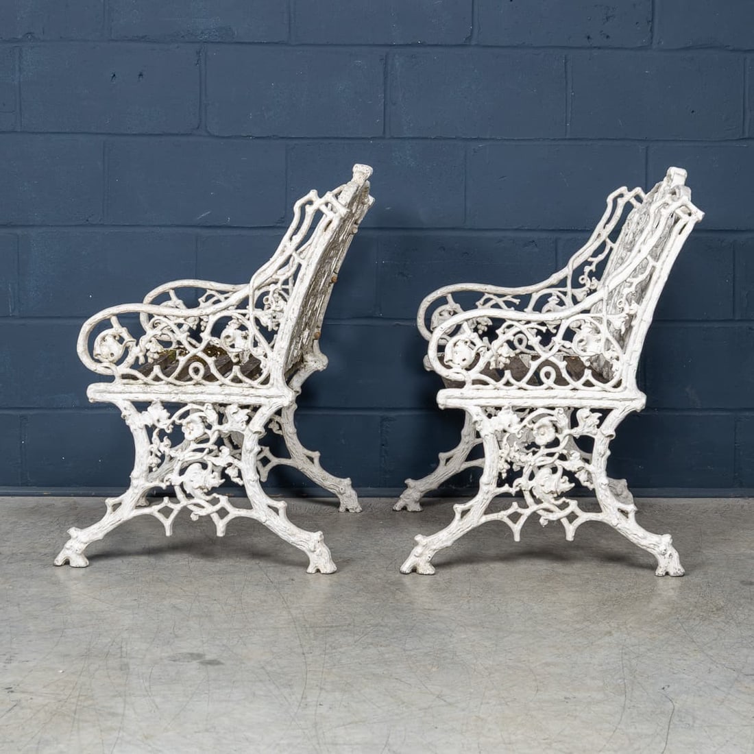 MID 20thC ENGLISH PAIR OF CAST ALUMINIUM GARDEN SEATS - 5