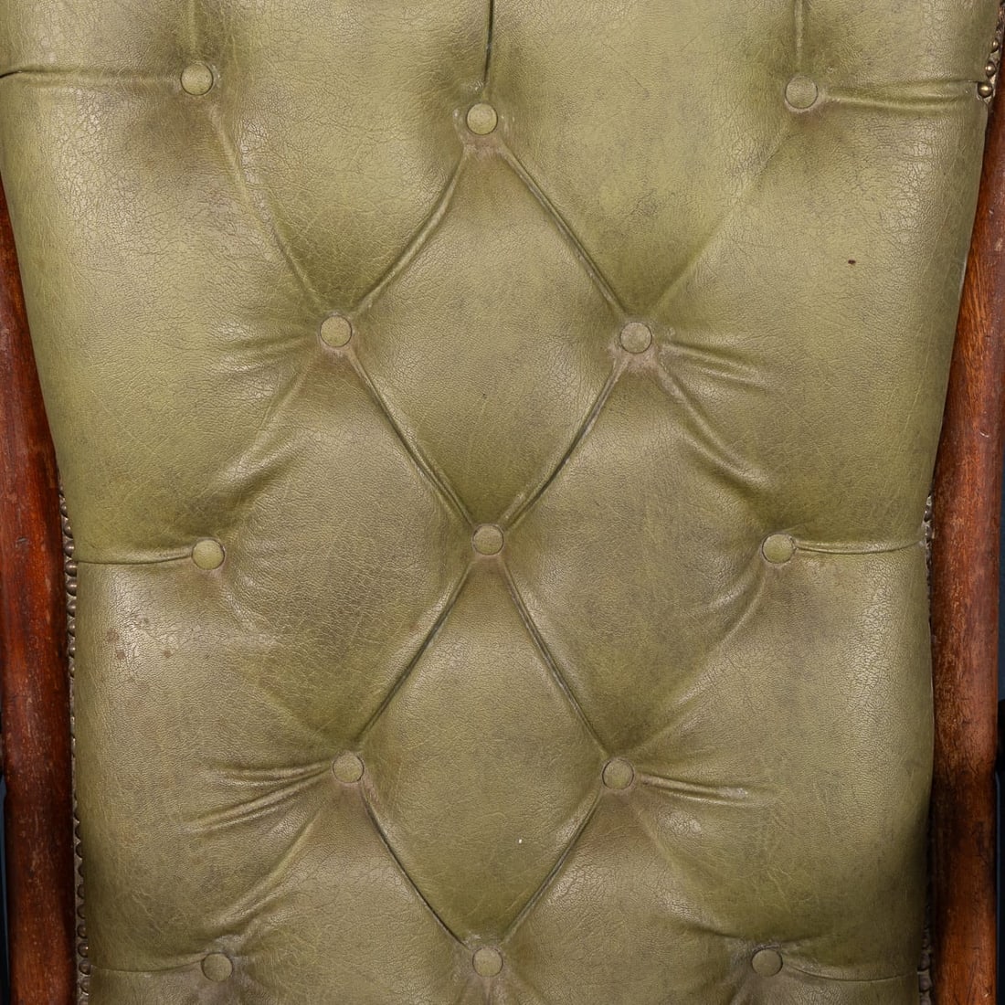 ANTIQUE 19thC ENGLISH MAHOGANY RECLINING ARMCHAIR WITH GREEN LEATHER UPHOLSTERY - 17