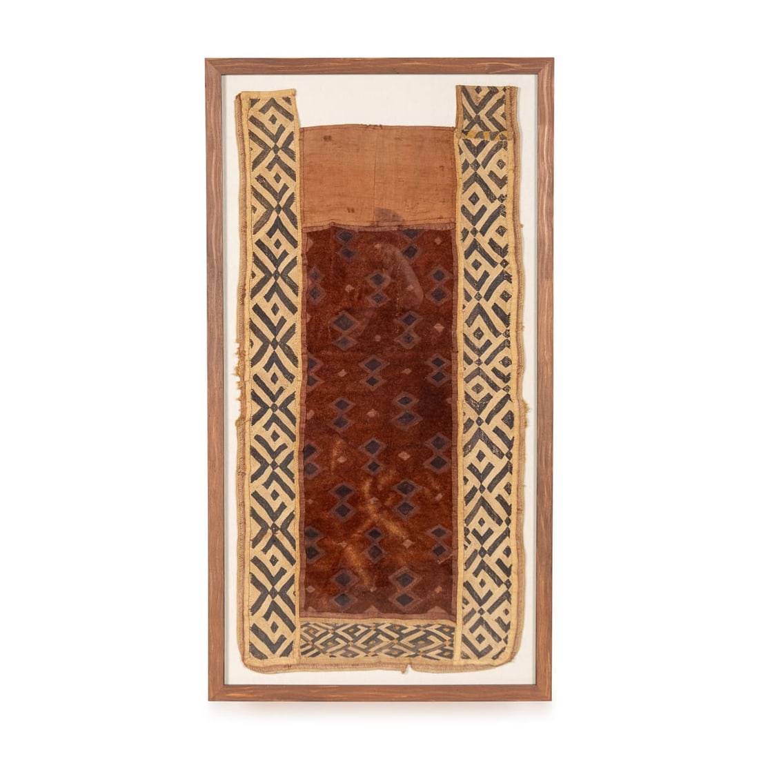 20thC KUBA RAFFIA CEREMONIAL TEXTILE, DEMOCRATIC REPUBLIC OF THE CONGO: A striking Kuba raffia ceremonial textile from the Democratic Republic of the Congo, dating to the first half of the twentieth century. Rich in symbolism and craftsmanship, the textile represents one