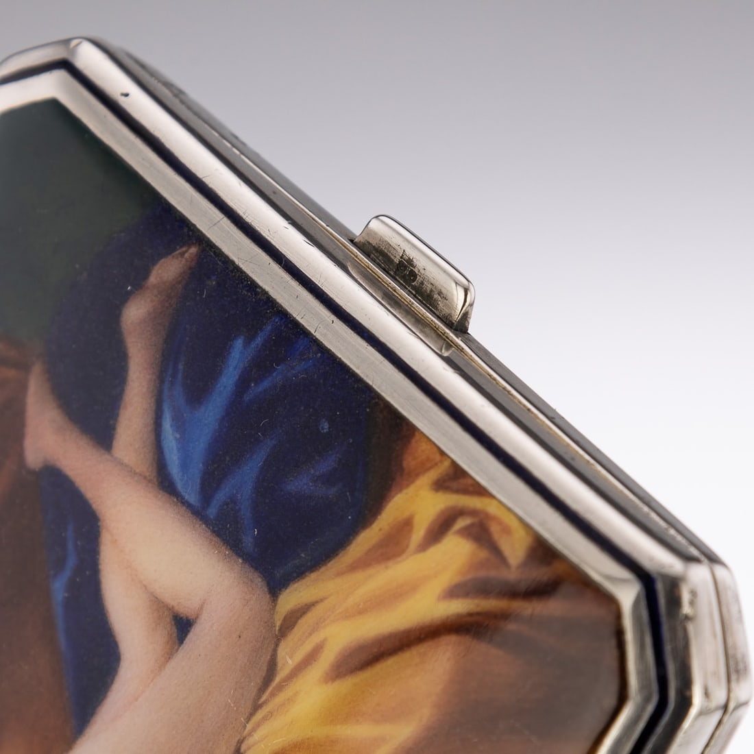 ANTIQUE 20thC AUSTRIAN SOLID SILVER & ENAMEL EROTIC CIGARETTE CASE c.1910 - 12