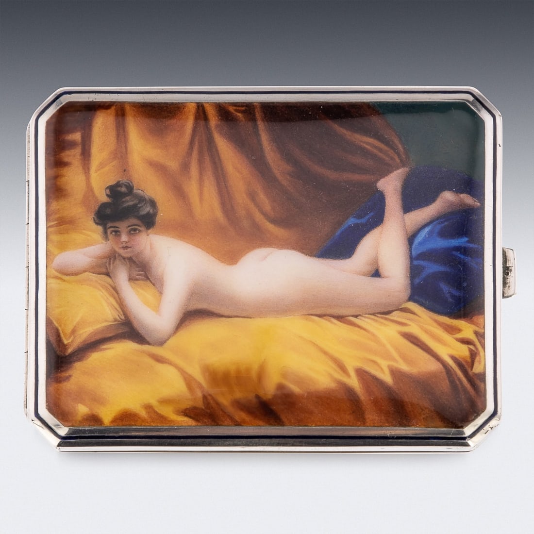 ANTIQUE 20thC AUSTRIAN SOLID SILVER & ENAMEL EROTIC CIGARETTE CASE c.1910 - 2