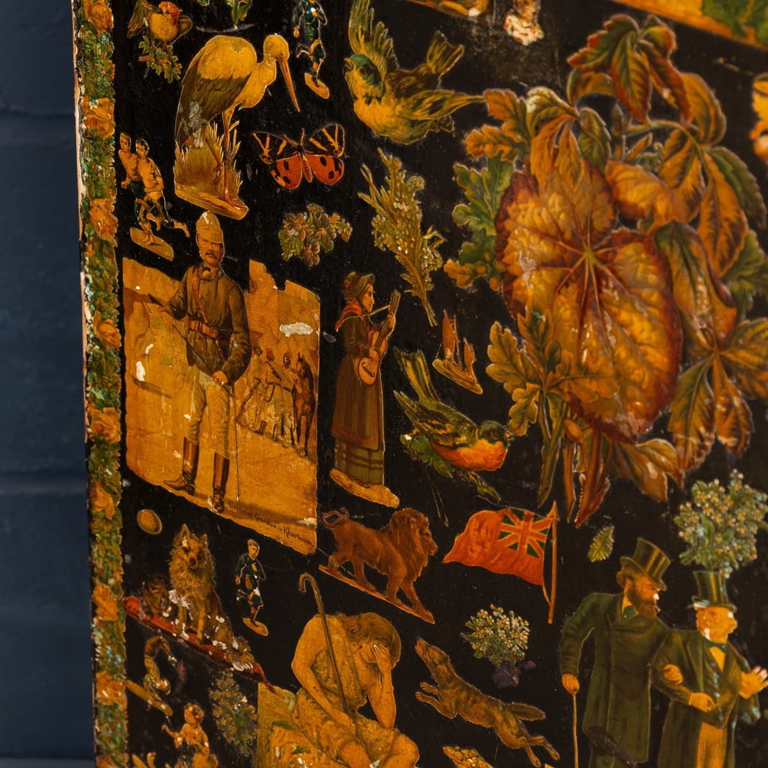 ANTIQUE 19thC ENGLISH FOLDING FOUR-PANEL ROOM DIVIDER - 12