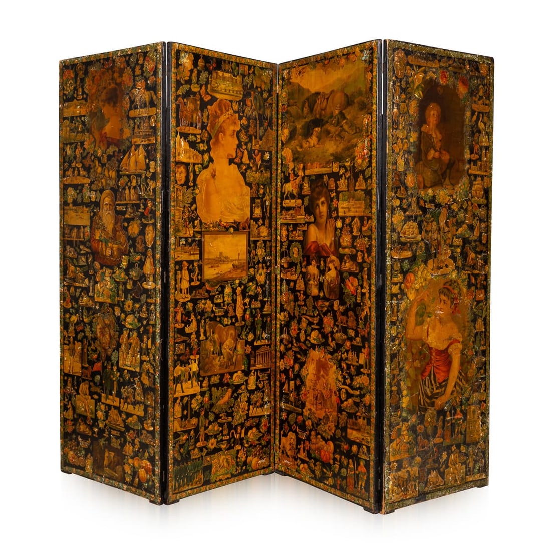 ANTIQUE 19thC ENGLISH FOLDING FOUR-PANEL ROOM DIVIDER - 4
