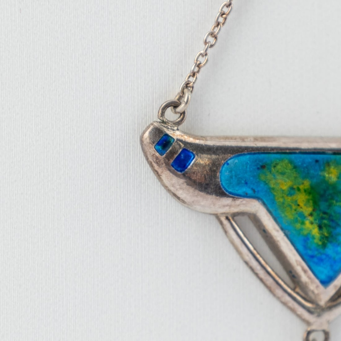 ANTIQUE 20thC ART NOUVEAU SILVER & ENAMEL NECKLACE, CHARLES HORNER c.1908 - 5