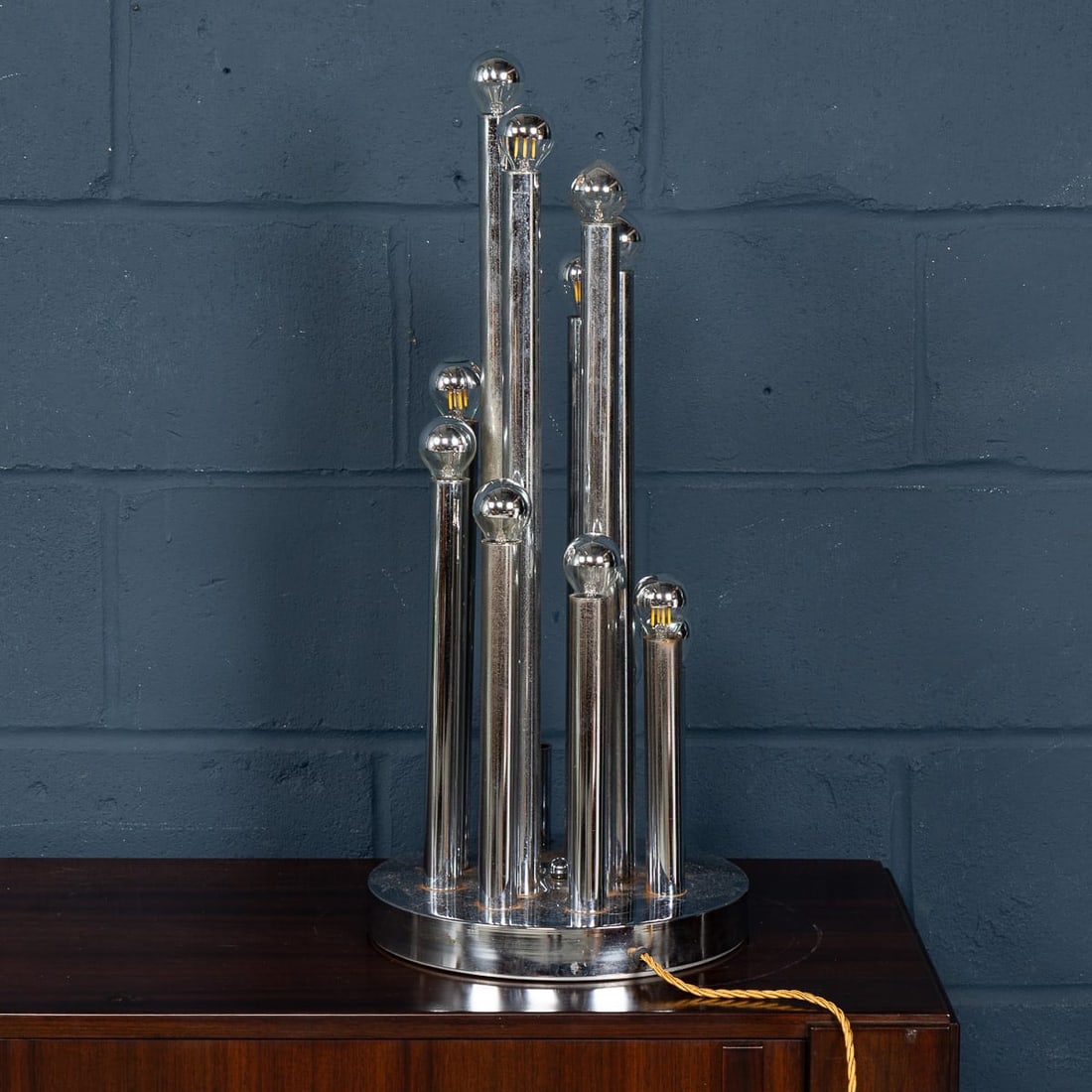 VINTAGE 20thC ITALIAN CHROME MULTI-LIGHT TABLE LAMP BY REGGIANI c.1970 - 10