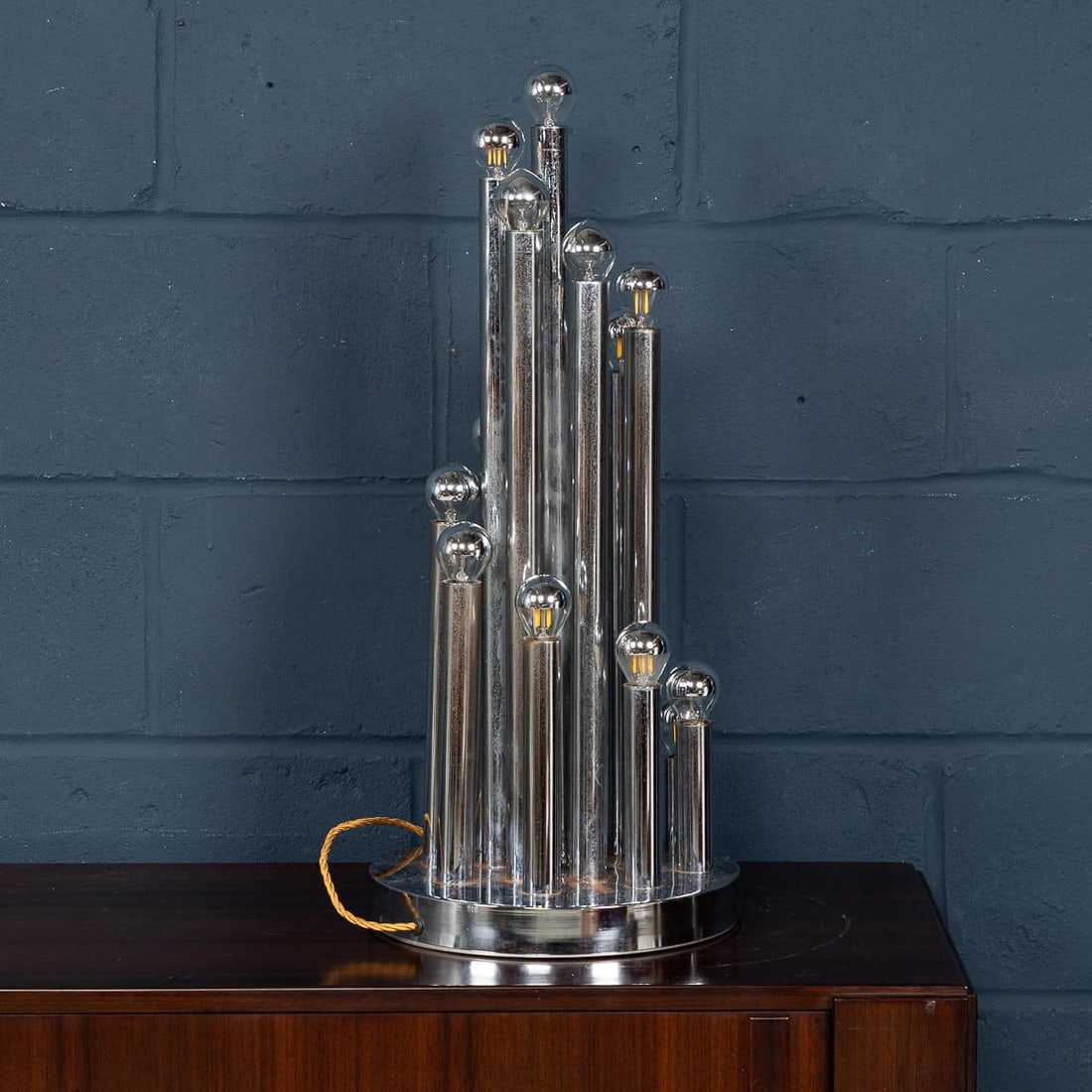 VINTAGE 20thC ITALIAN CHROME MULTI-LIGHT TABLE LAMP BY REGGIANI c.1970 - 11
