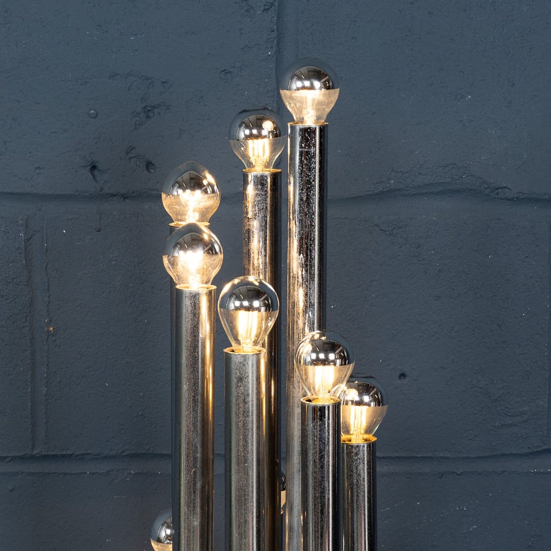 VINTAGE 20thC ITALIAN CHROME MULTI-LIGHT TABLE LAMP BY REGGIANI c.1970 - 12