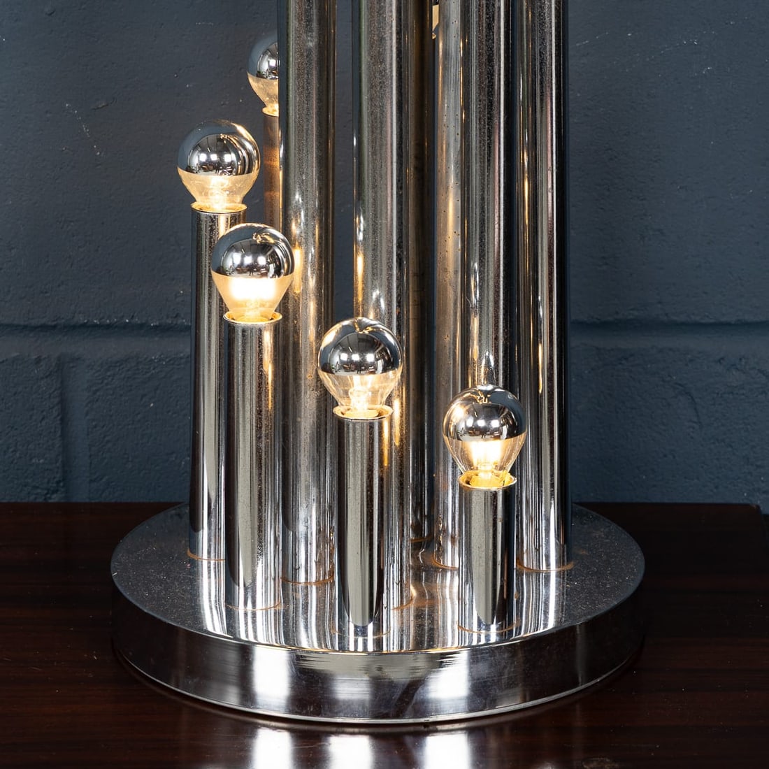 VINTAGE 20thC ITALIAN CHROME MULTI-LIGHT TABLE LAMP BY REGGIANI c.1970 - 14