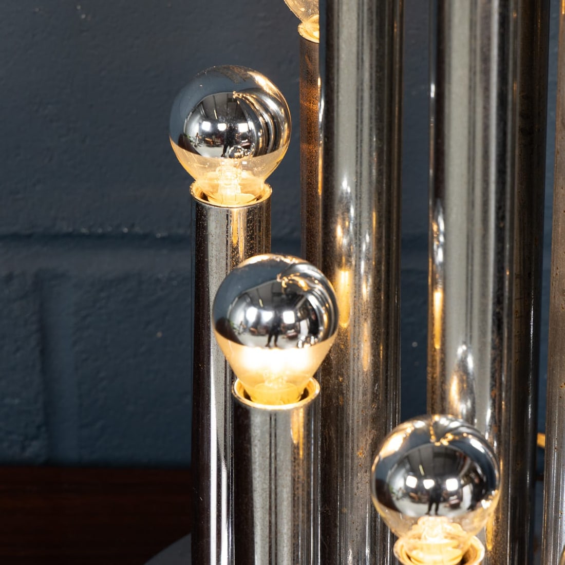 VINTAGE 20thC ITALIAN CHROME MULTI-LIGHT TABLE LAMP BY REGGIANI c.1970 - 16