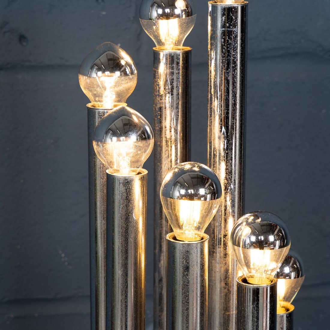 VINTAGE 20thC ITALIAN CHROME MULTI-LIGHT TABLE LAMP BY REGGIANI c.1970 - 17
