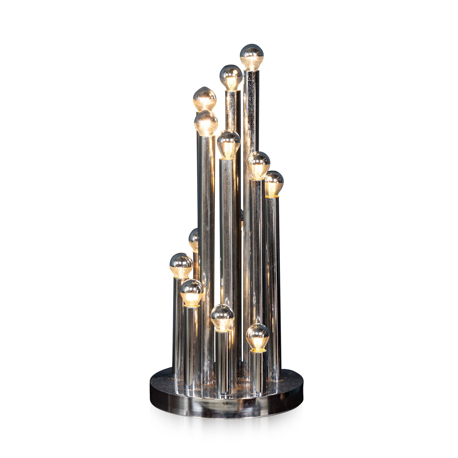 VINTAGE 20thC ITALIAN CHROME MULTI-LIGHT TABLE LAMP BY REGGIANI c.1970 (1 of 18)