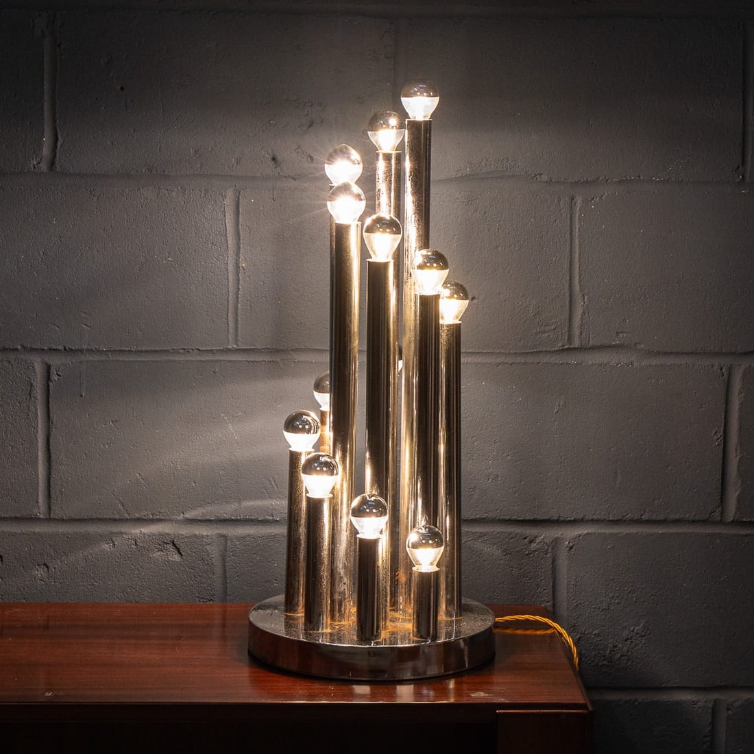 VINTAGE 20thC ITALIAN CHROME MULTI-LIGHT TABLE LAMP BY REGGIANI c.1970 - 3