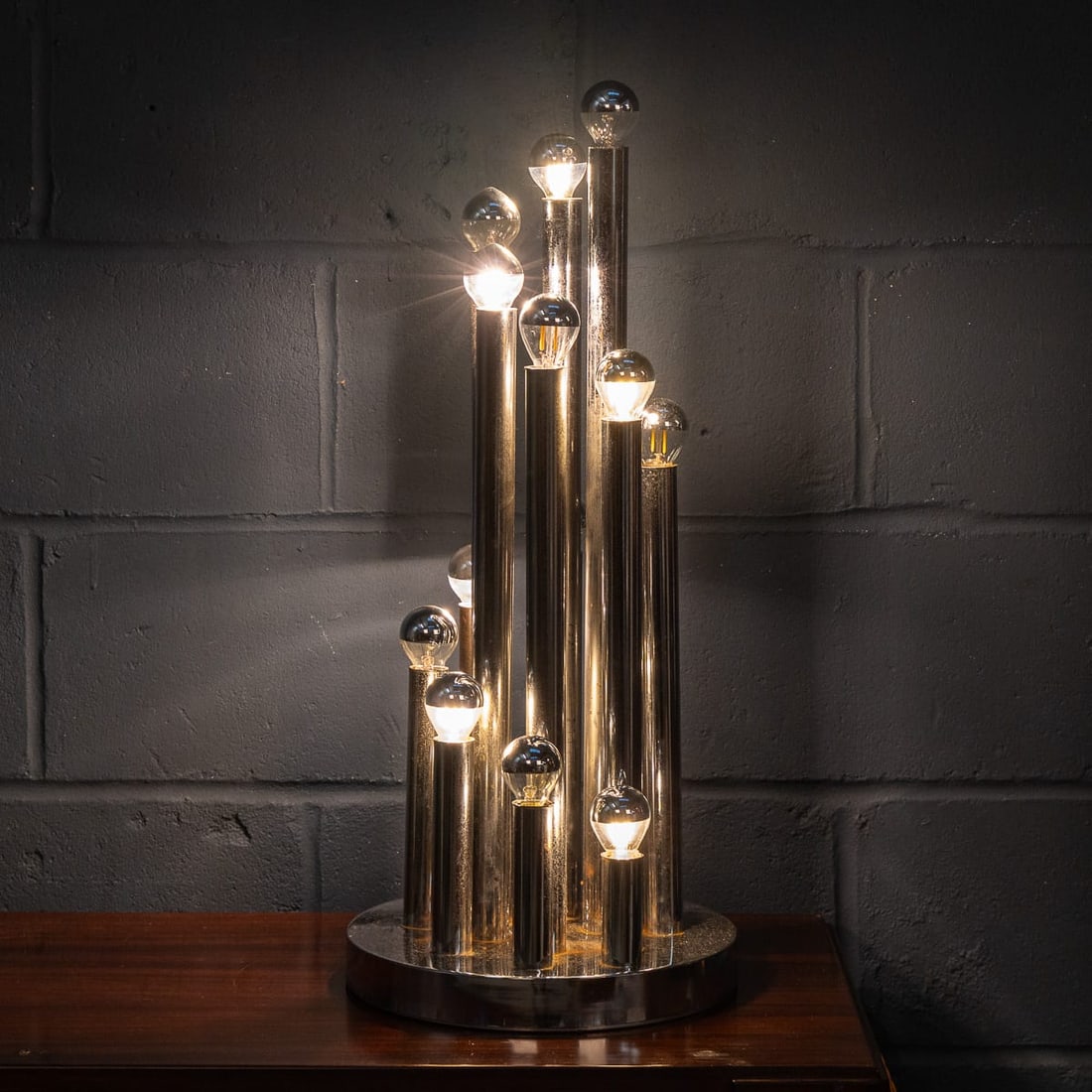 VINTAGE 20thC ITALIAN CHROME MULTI-LIGHT TABLE LAMP BY REGGIANI c.1970 - 4