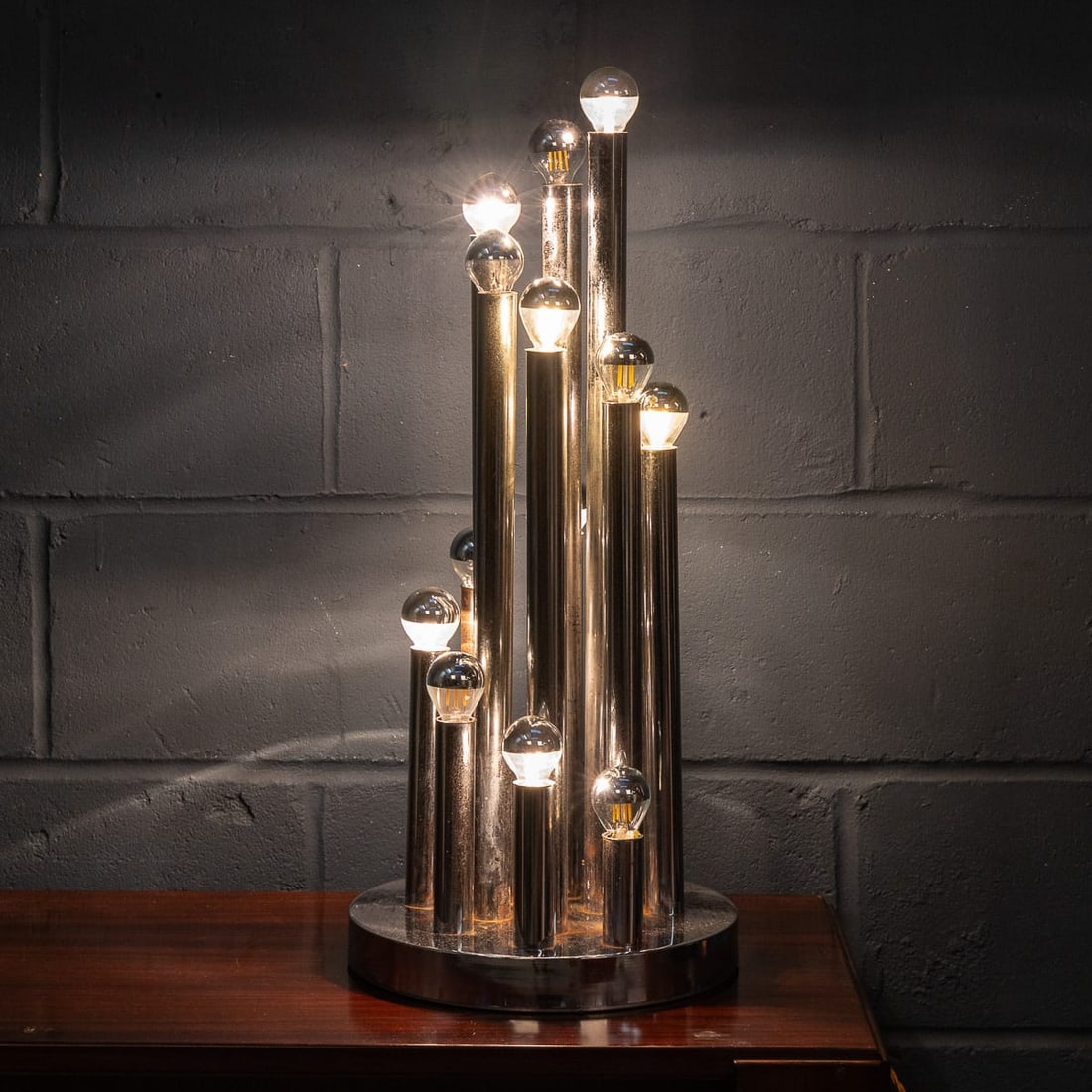 VINTAGE 20thC ITALIAN CHROME MULTI-LIGHT TABLE LAMP BY REGGIANI c.1970 - 5